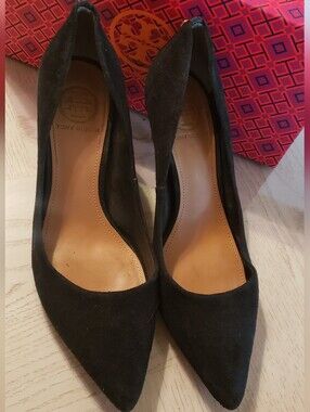 Tory Burch Black Suede Pointed Toe Heels